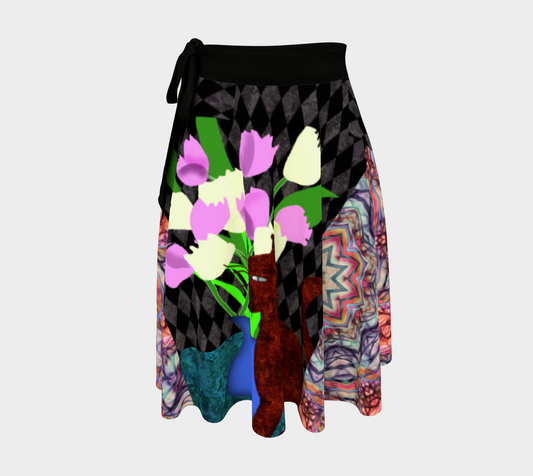 The Cat and The Tulips Wrap Skirt