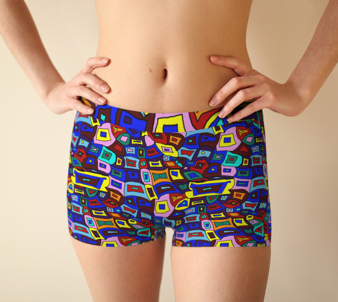 Wavy Squares Pattern Mini Shorts