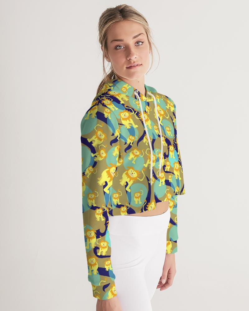 Lion Pattern Women's Cropped Hoodie