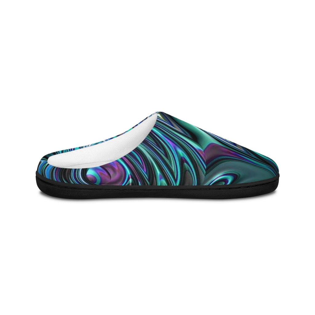 Blue Swirl Fractal Indoor Slippers