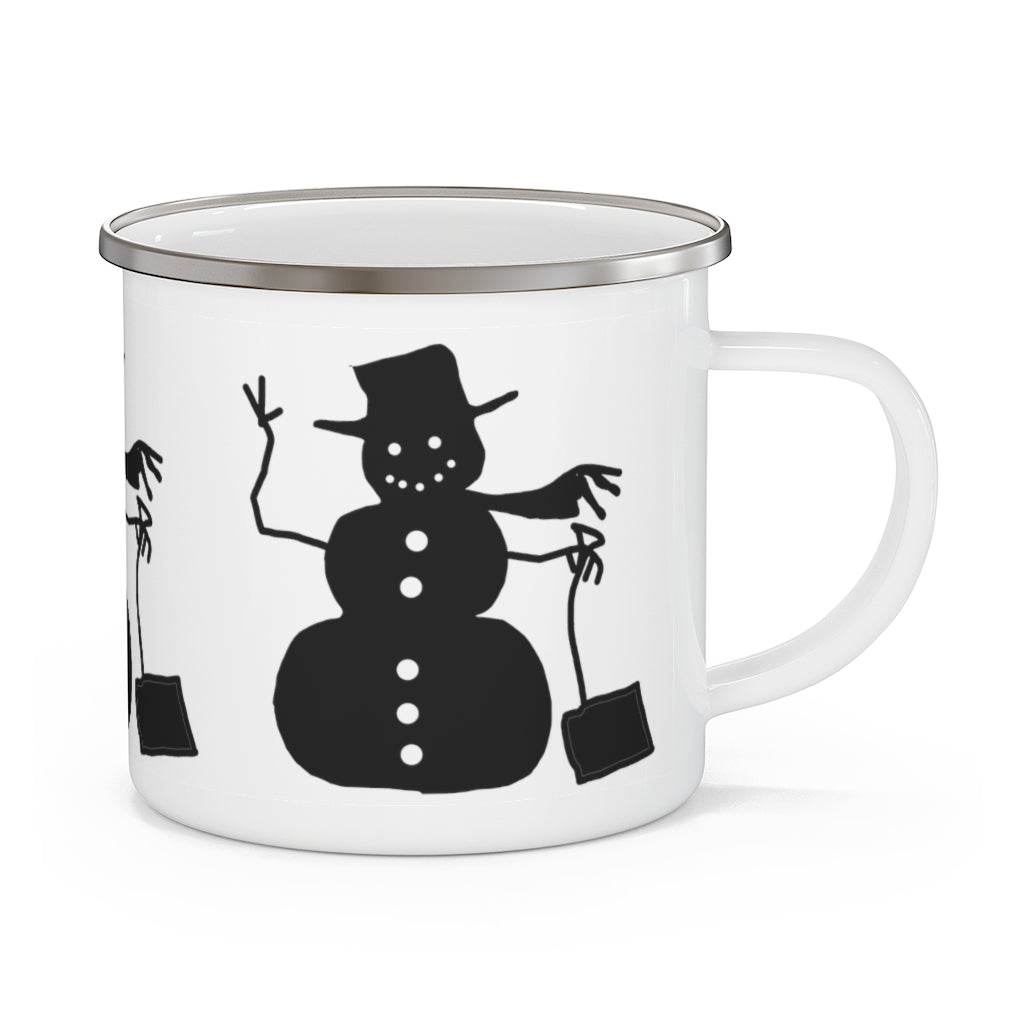 Waving Snowman Enamel Camping Mug