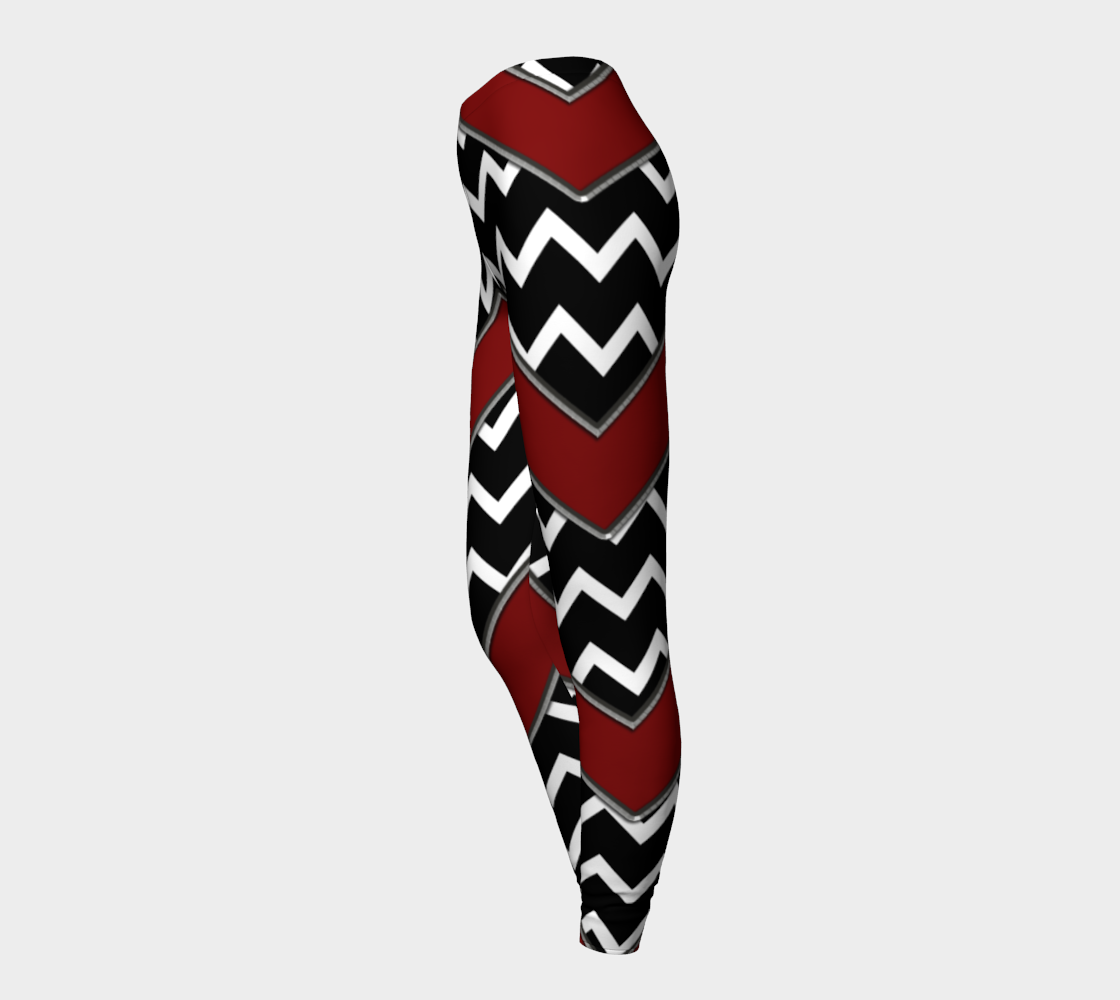 Black White Red Chevrons Leggings