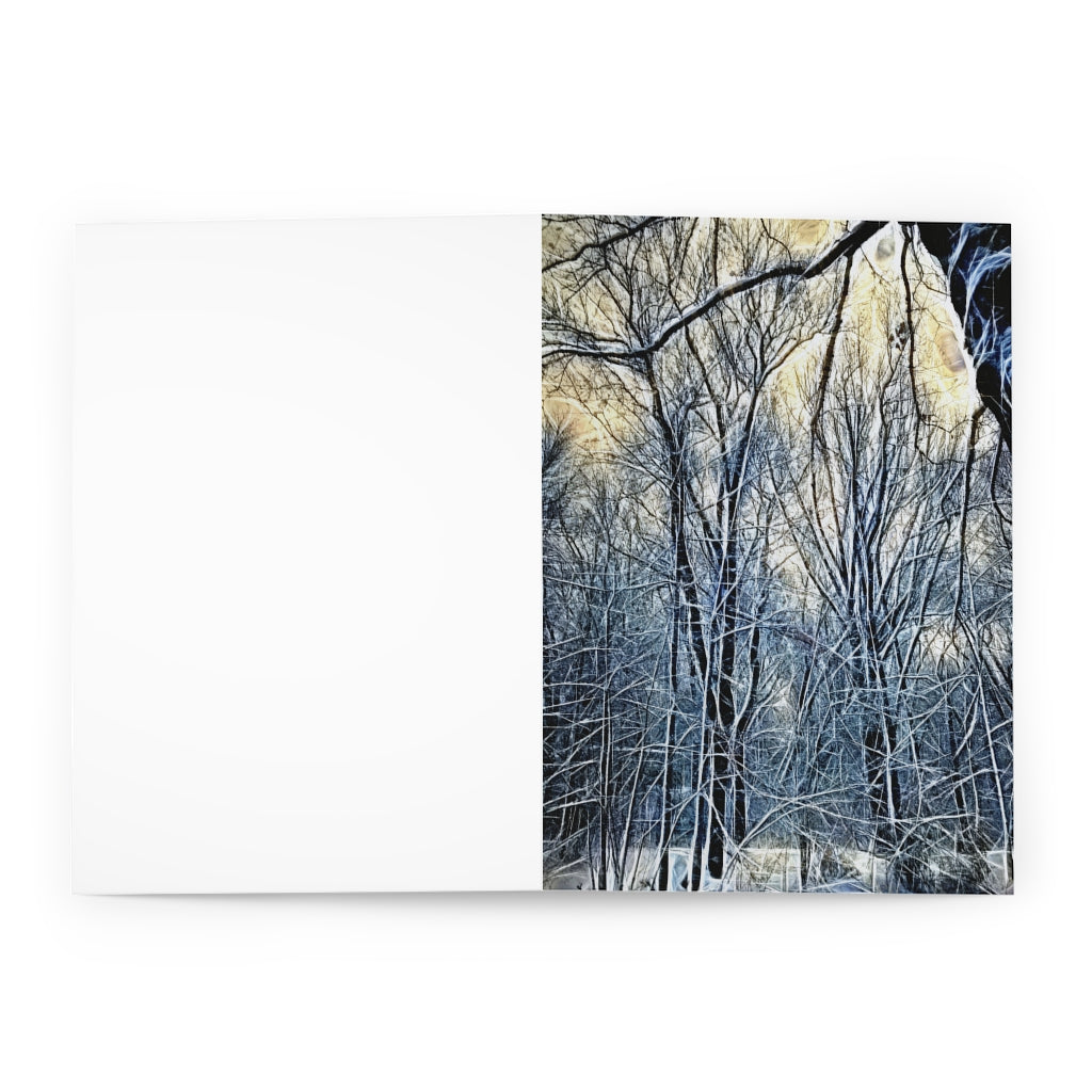 4 Oclock Winter Landscape Greeting Cards (5 Pack)