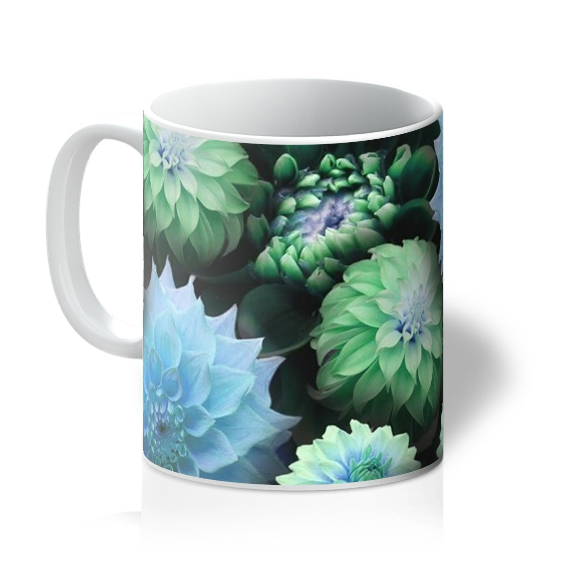 Blue Green Dahlias Mug