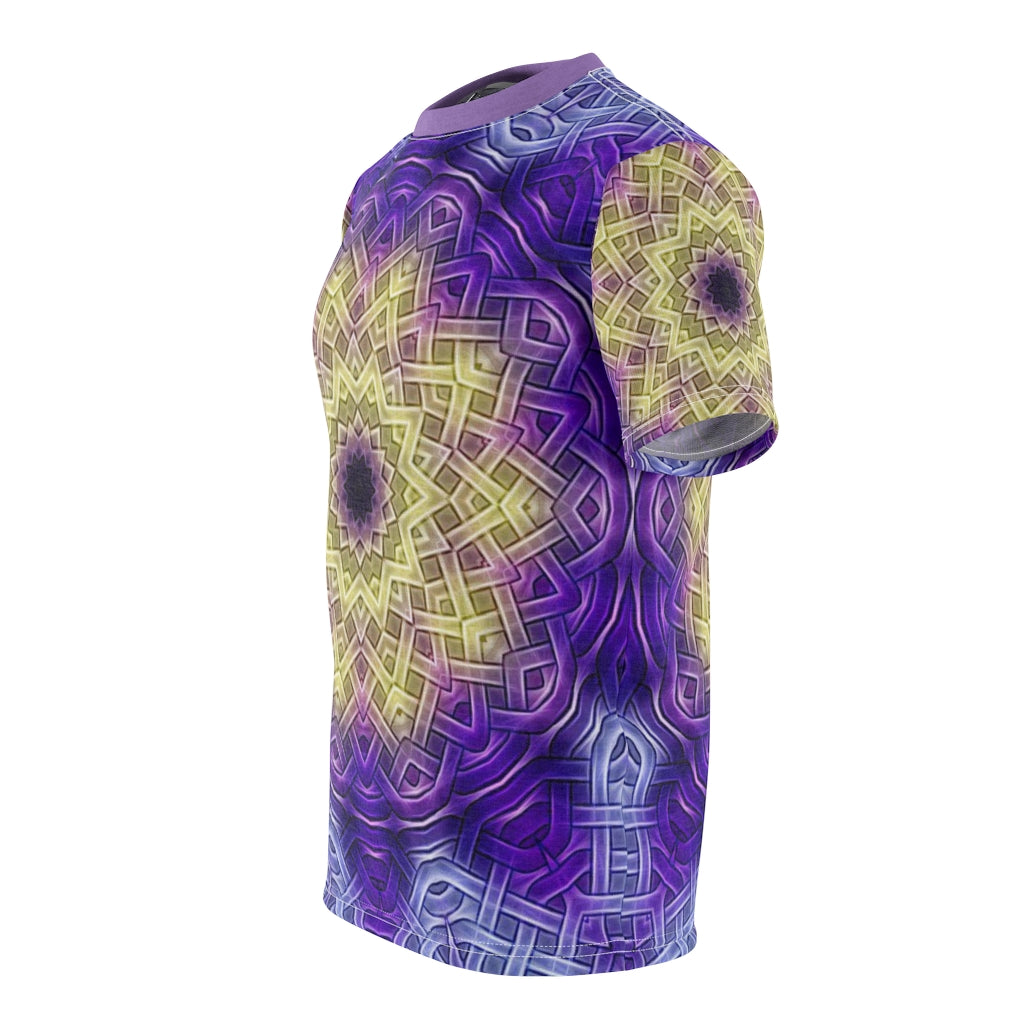 Purple Celtic Knot Kaleidoscope Unisex AOP Cut & Sew Tee