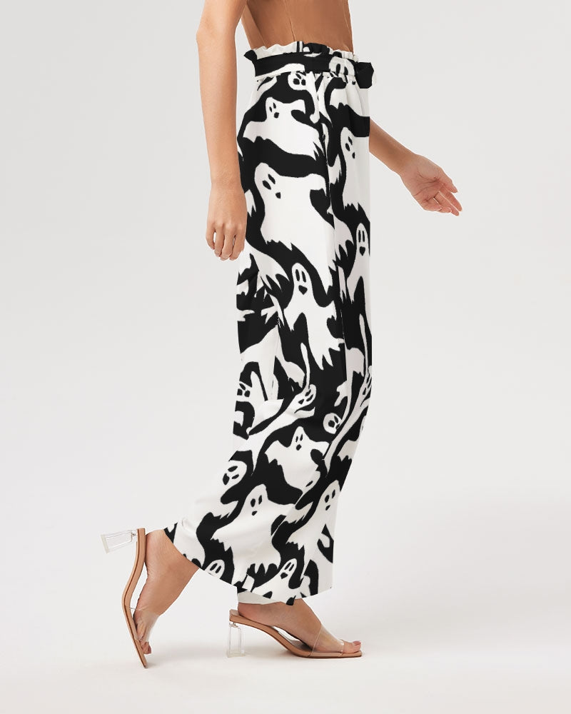 Ghosts Pattern Women's High-Rise Wide Leg Pants