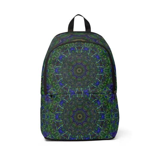 Blue Green Ribbon Kaleidoscope Unisex Fabric Backpack