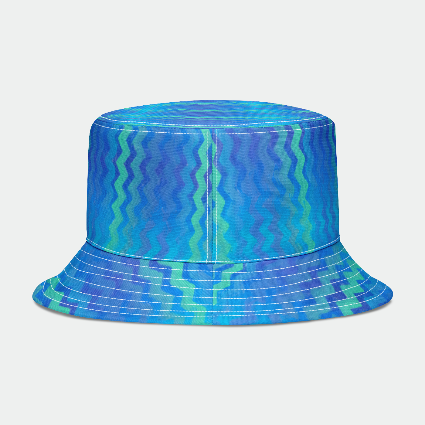 Blue Green mermaid Stripes Bucket Hat