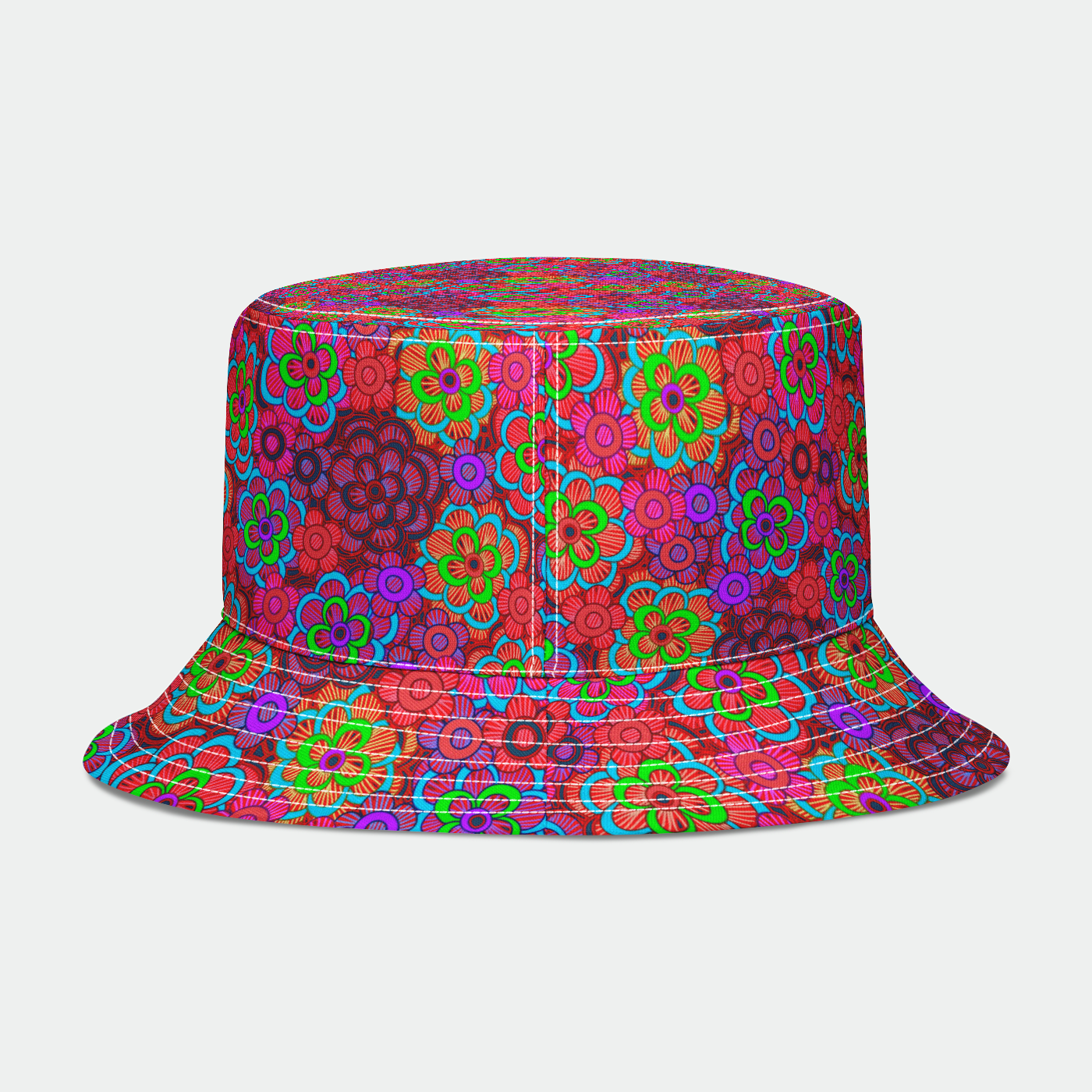 Pink Stripe Flower Pattern  Bucket Hat