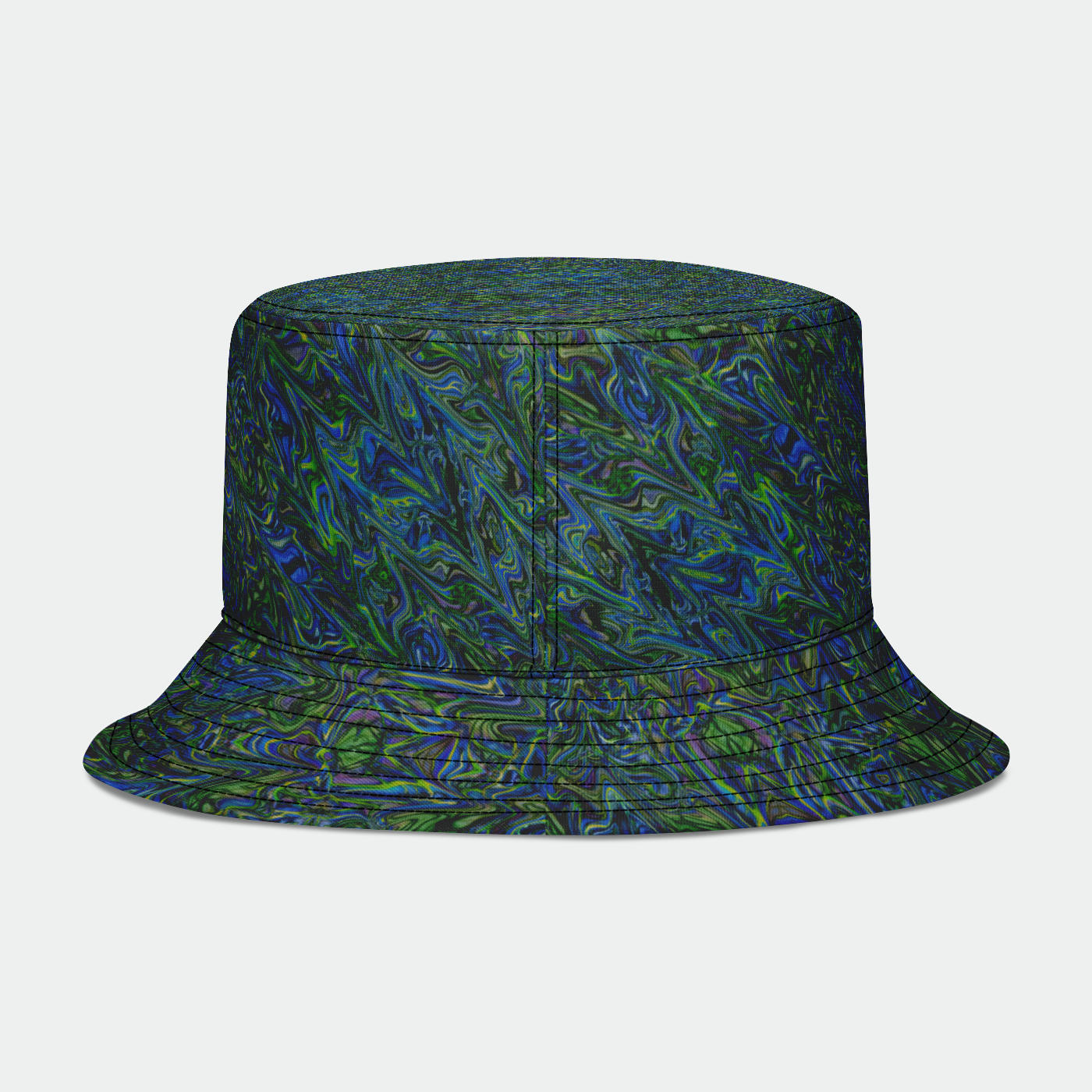 blue Green Liquid Marbling Bucket Hat