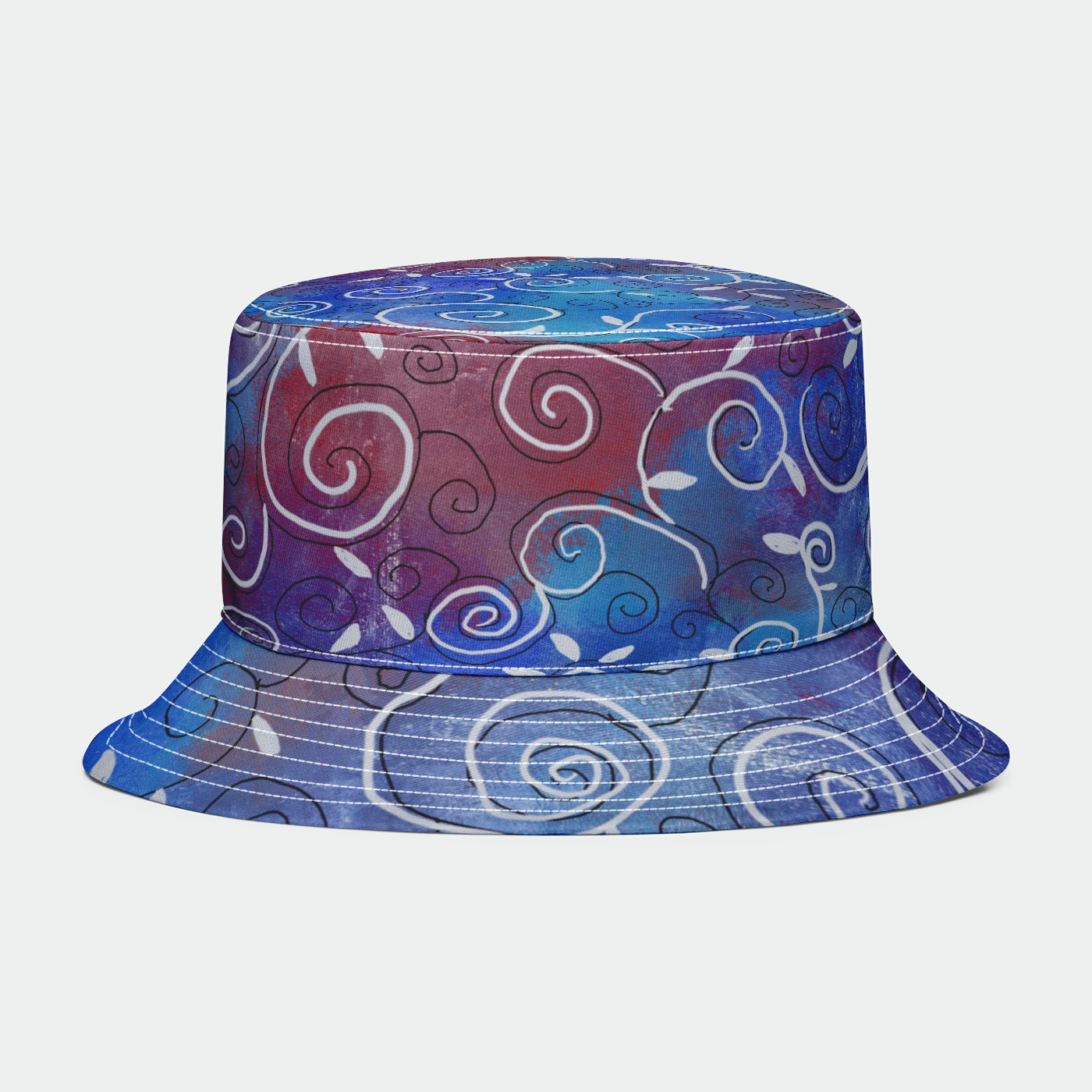 Blue and White Swirls Bucket Hat