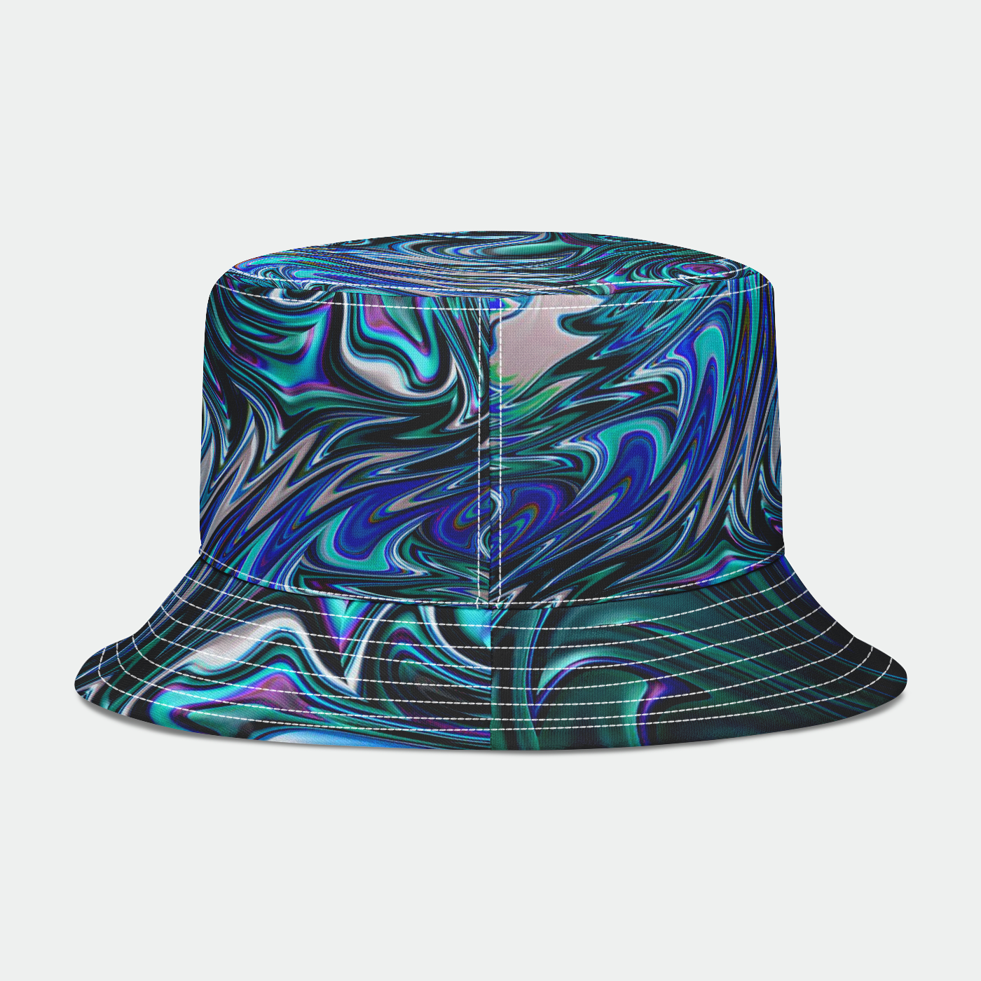 Blue Swirl Fractal Bucket Hat