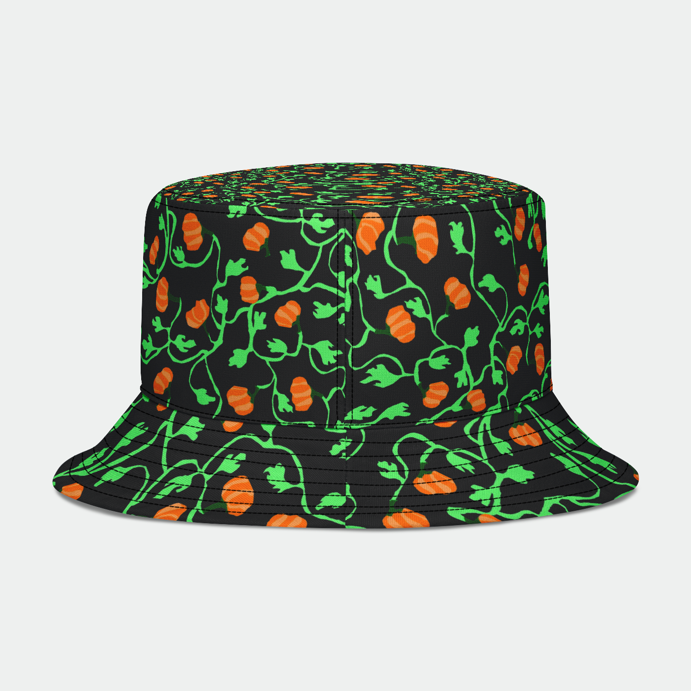 Pumpkin Vines On Black Bucket Hat