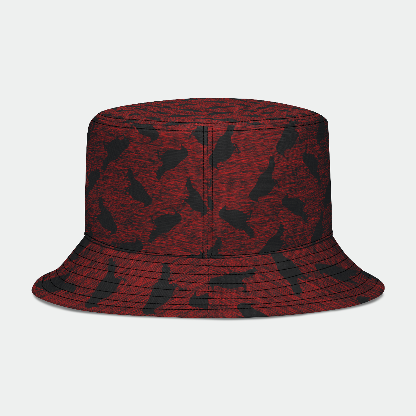 Ravens On Red Pattern Bucket Hat