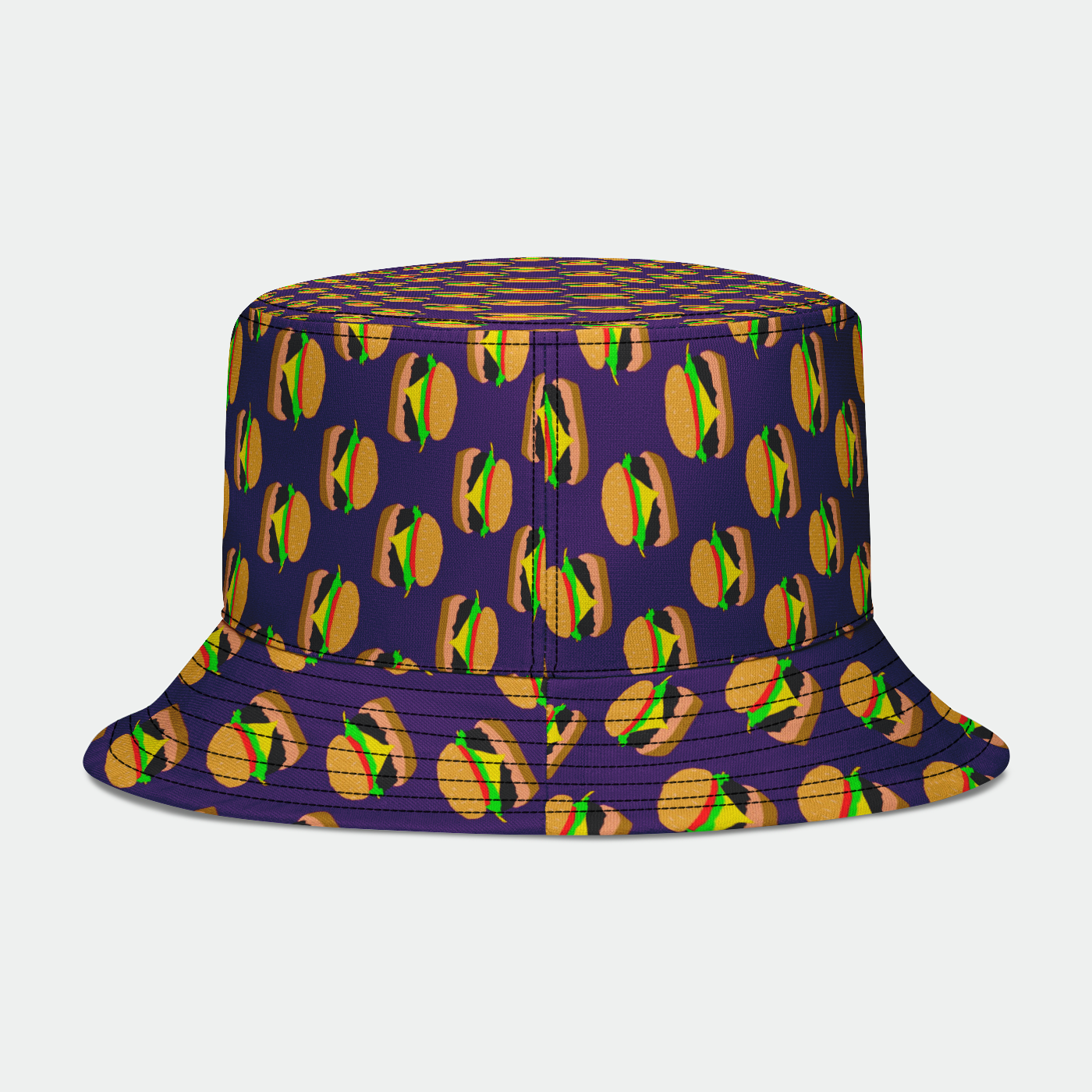 Burger Pattern Bucket Hat