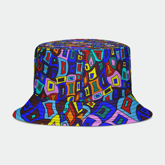 Wavy Square Pattern Bucket Hat