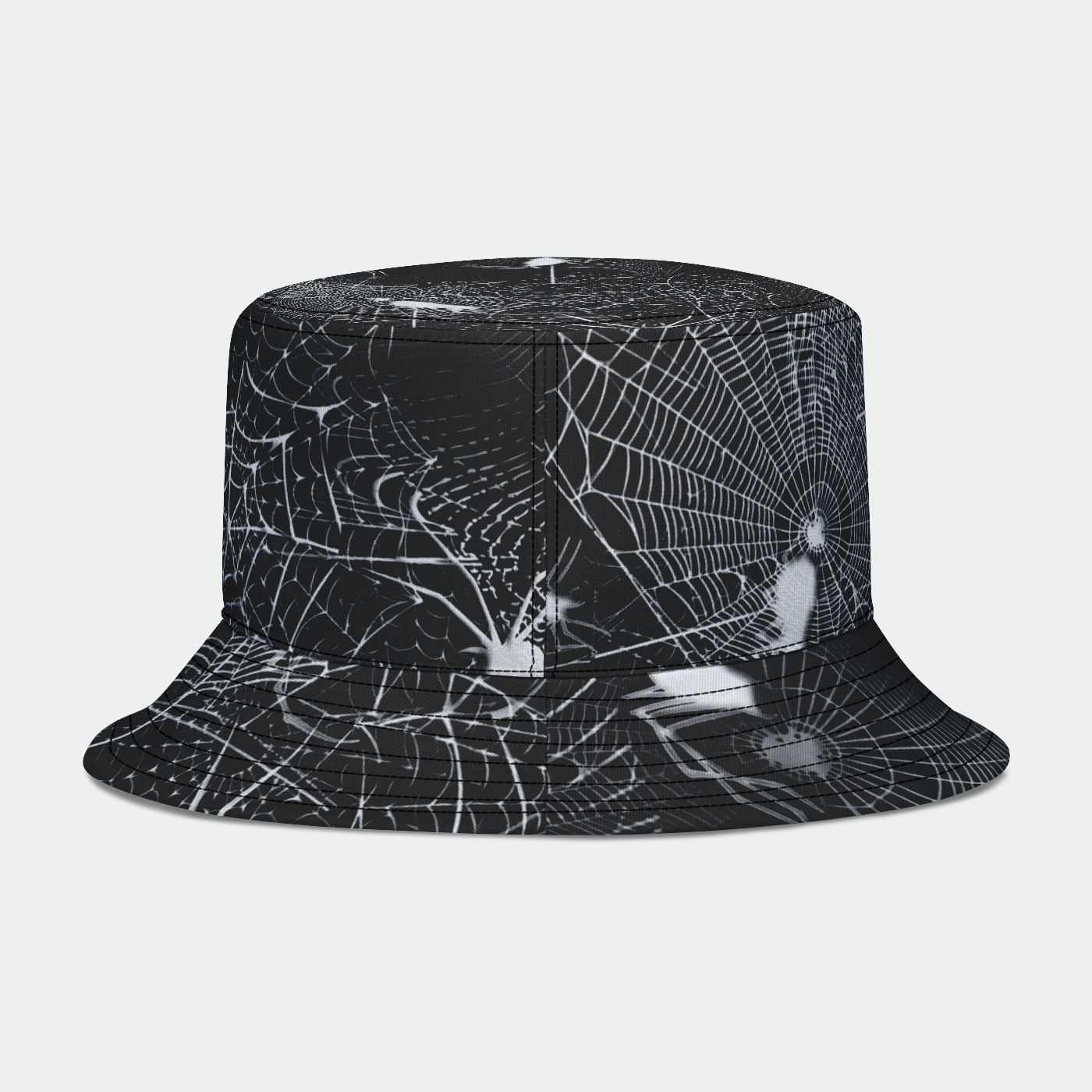 Black and White Spider Webs Bucket Hat
