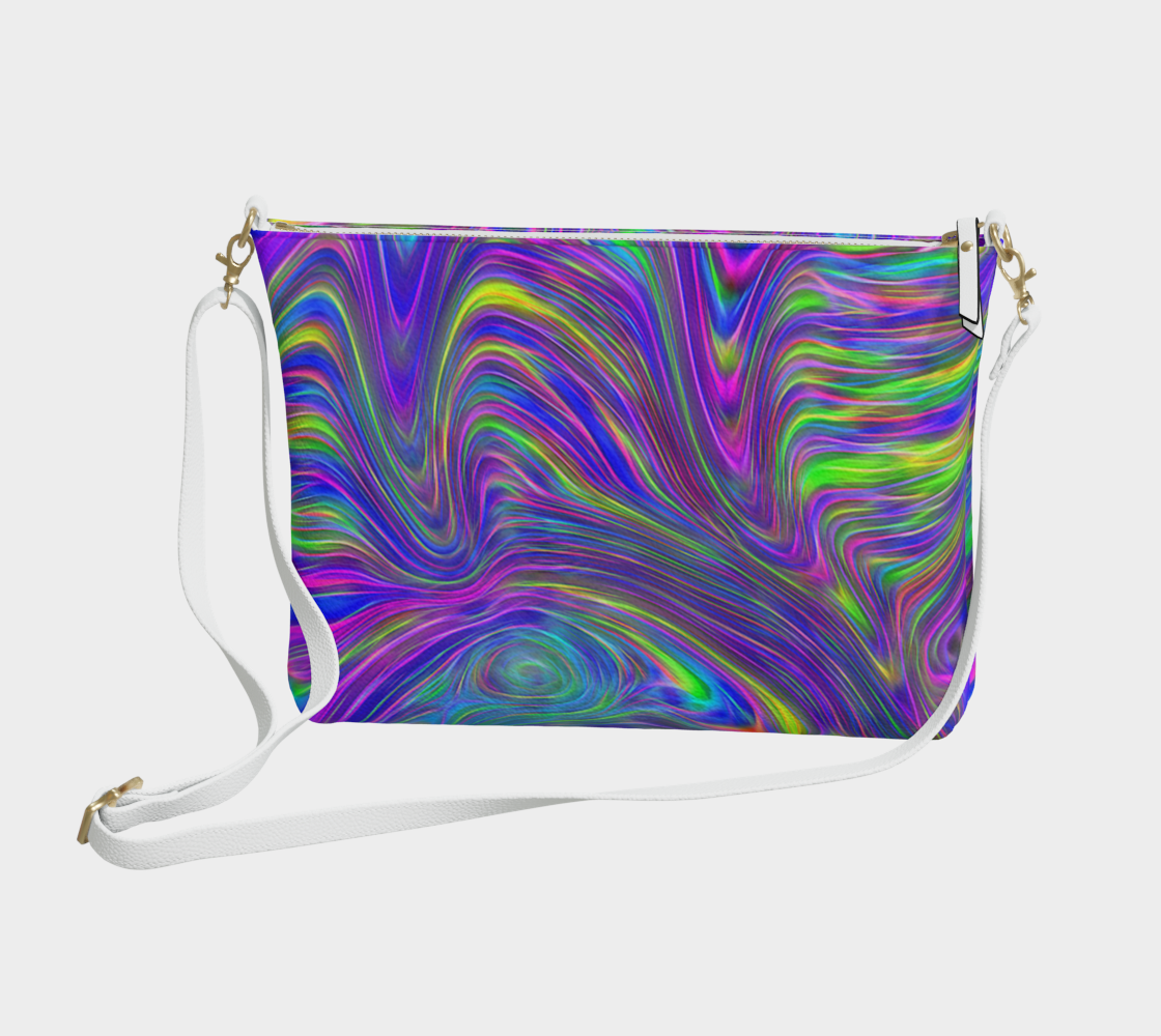 Abstract With Blue Vegan Crossbody Purse