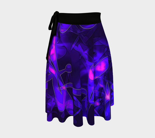 Purple Bokeh Light Dragonflies Wrap Skirt