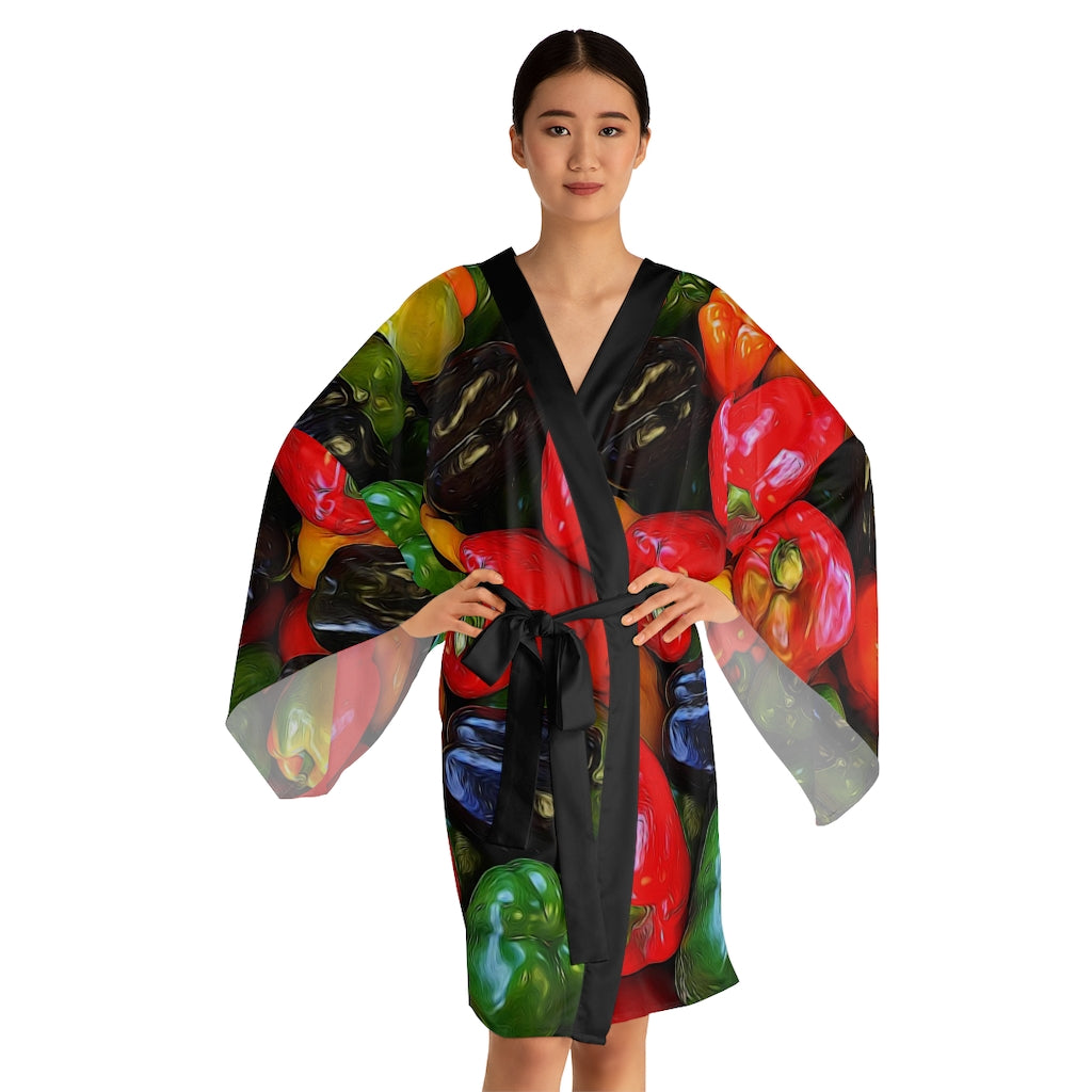 Colorful Bell Peppers Long Sleeve Kimono Robe