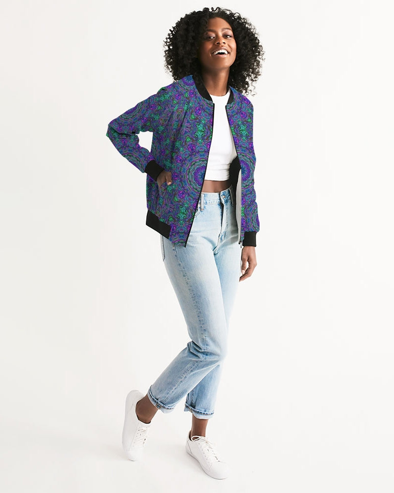 Blue Green Purple Kaleidoscope Women's Bomber Jacket