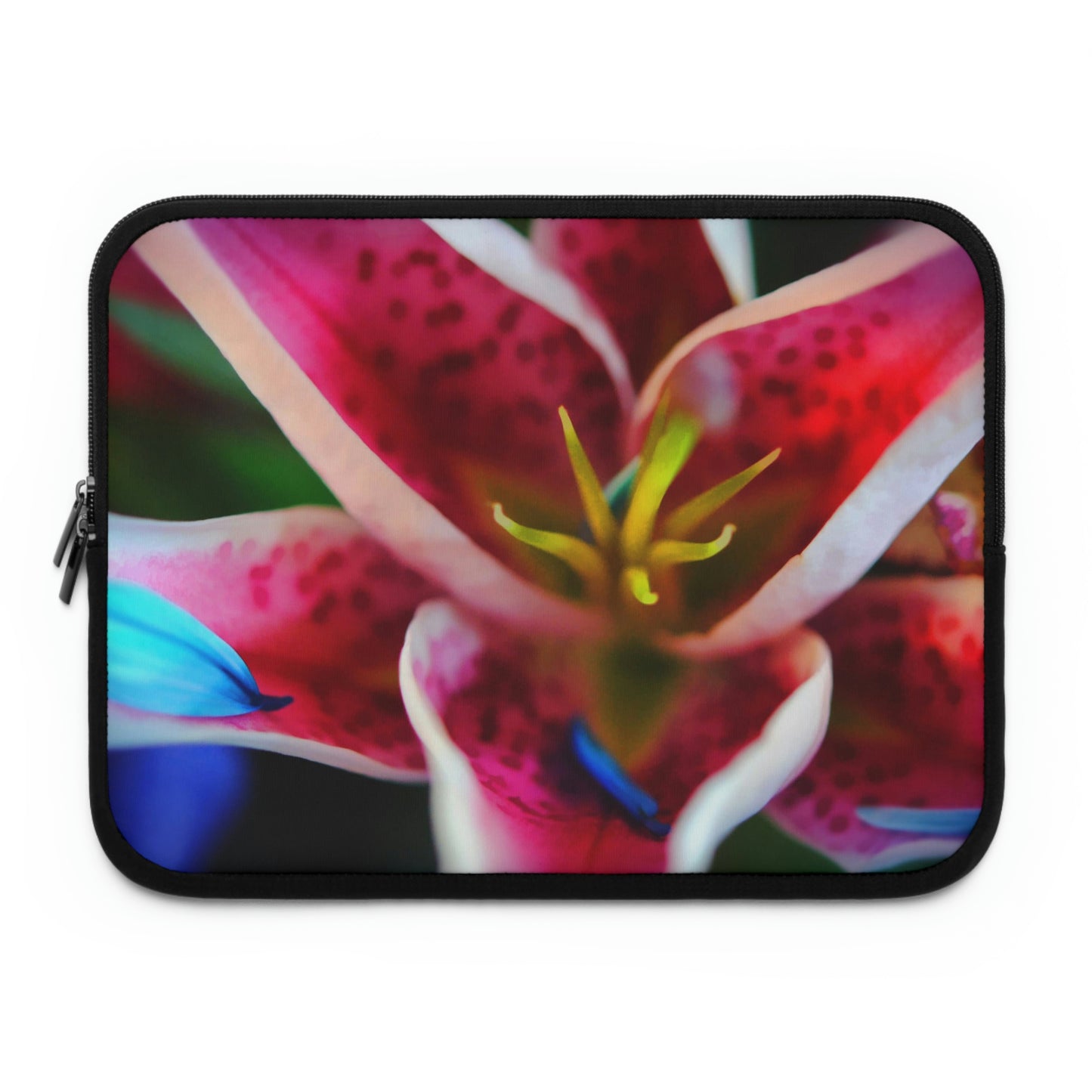 Blue Petals On a Pink and White Lily Laptop Sleeve