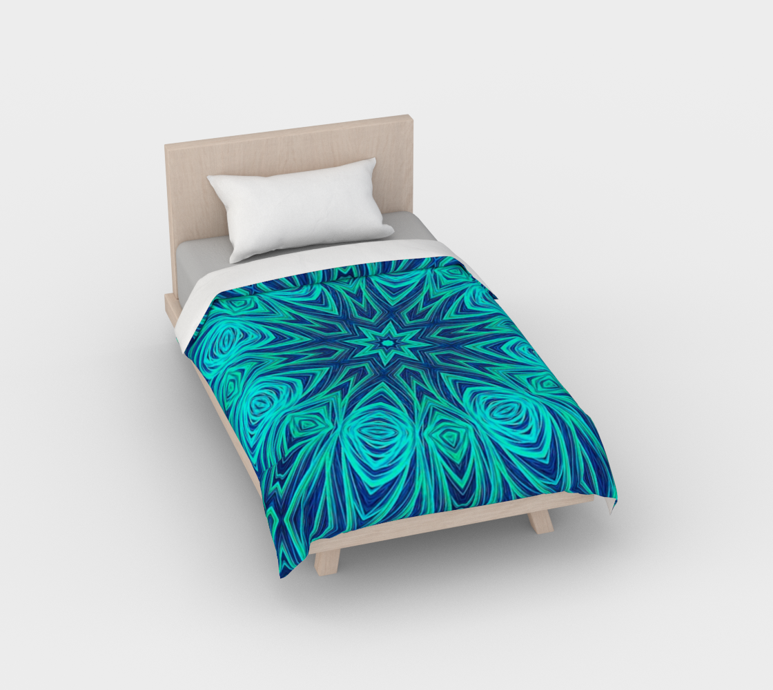 Blue Ice Fractal Kaleidoscope Duvet Cover