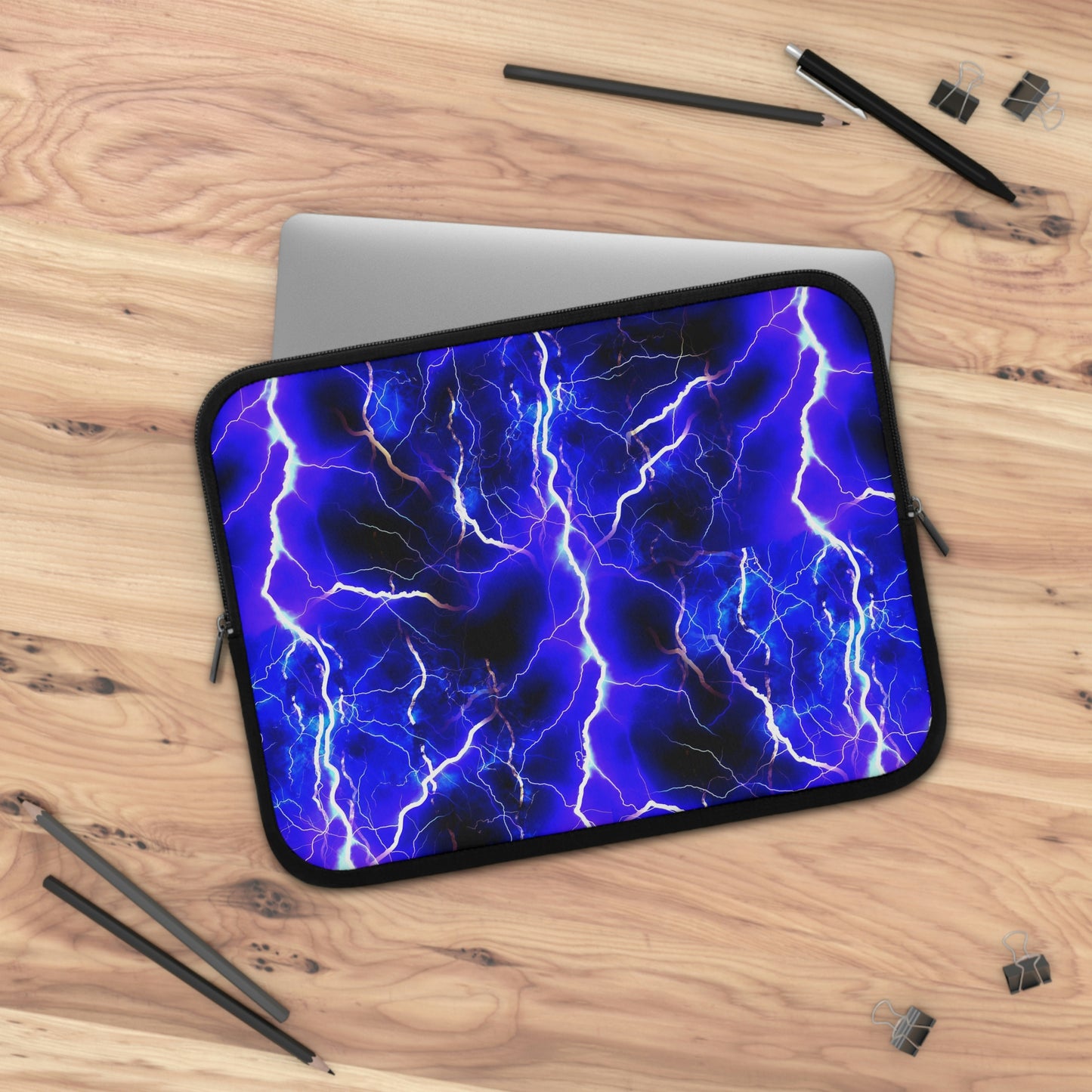 Blue Lightning Pattern Laptop Sleeve