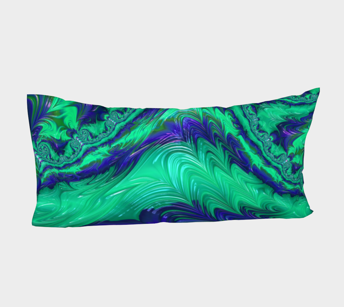 Blue Green Liquid Stripes Fractal Bed Pillow Sleeve