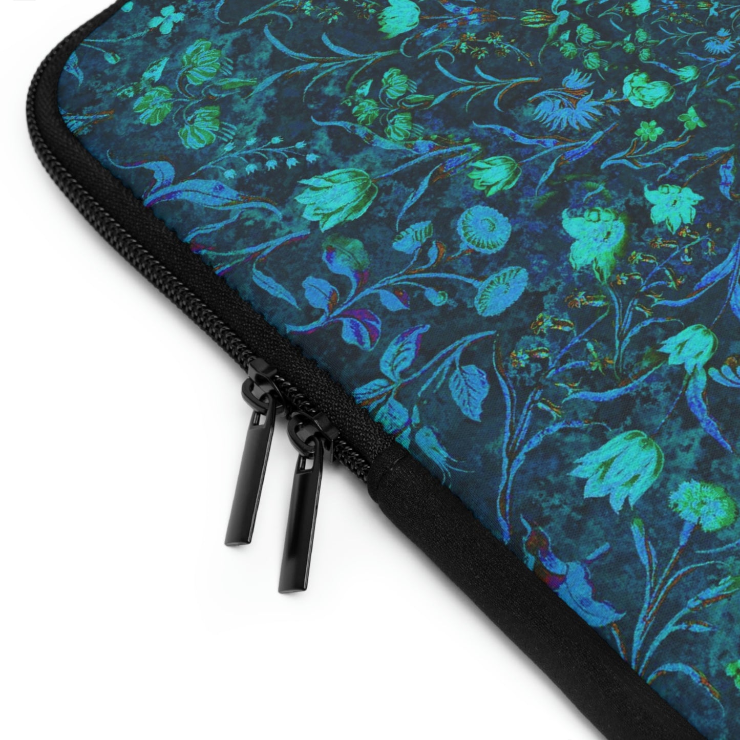 Blue Green Medieval Flowers Laptop Sleeve