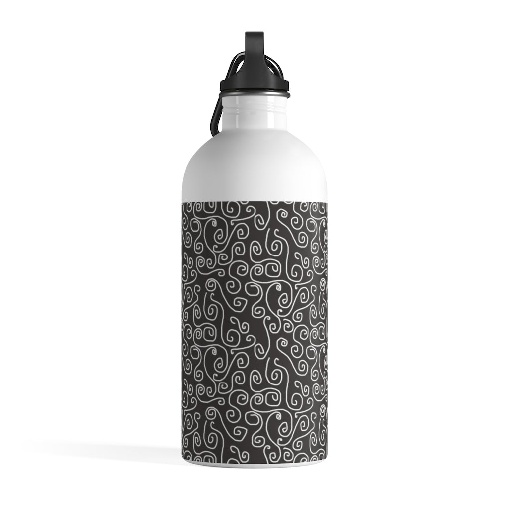 White Swirls On Gray Stainless Steel Water Bottle