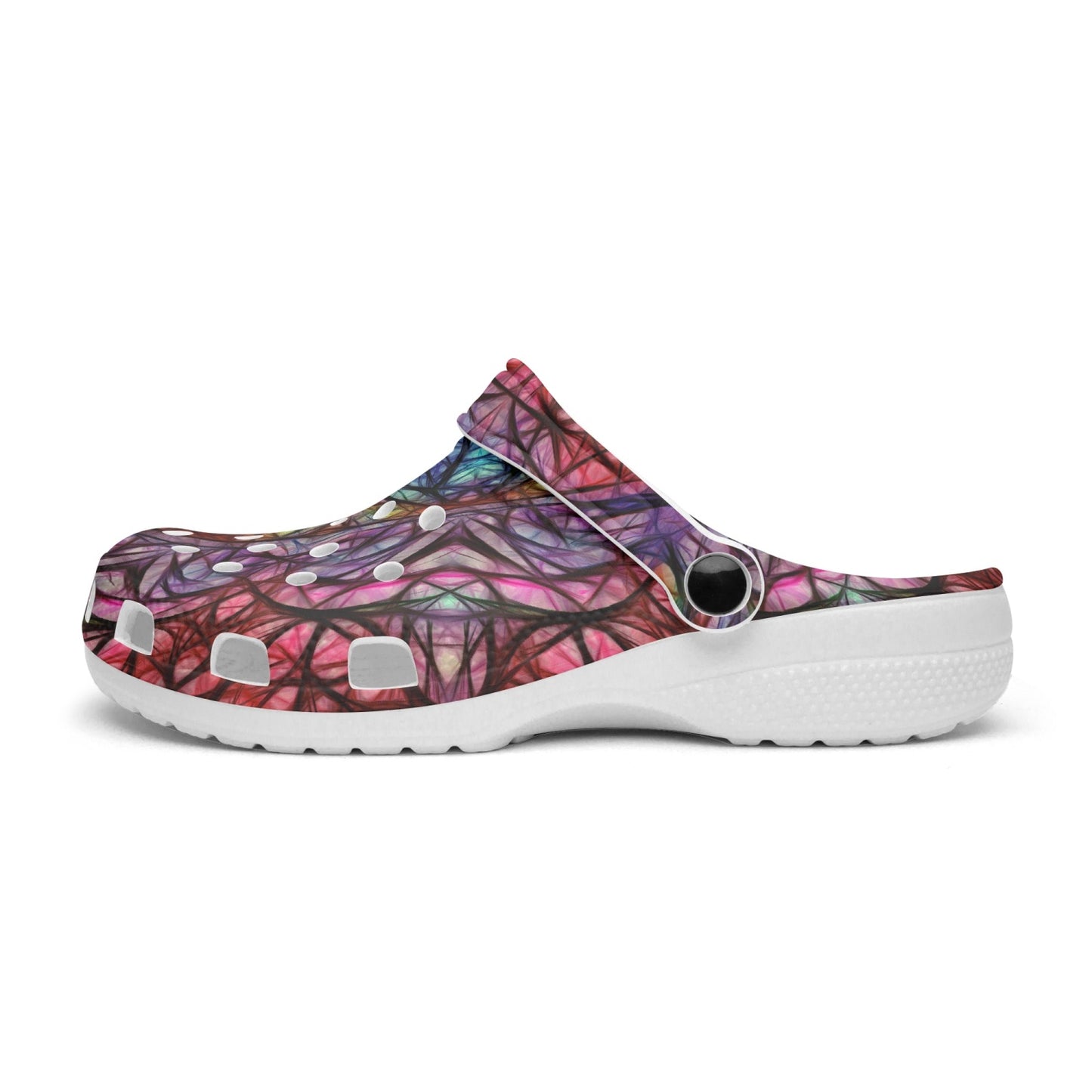 Red Blue Kaleidoscope 413. All Over Printed Clogs