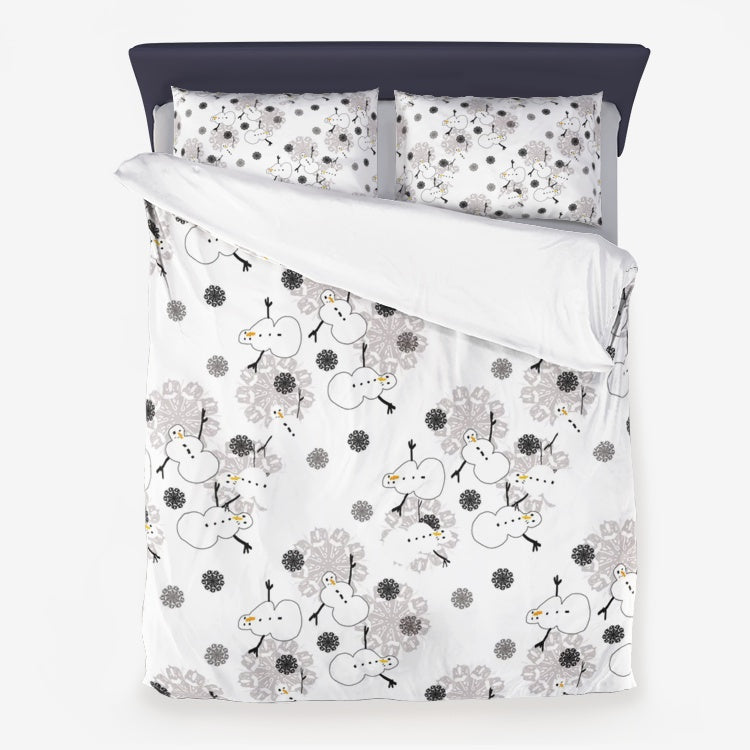 Snowman Pattern Microfiber Duvet Cover