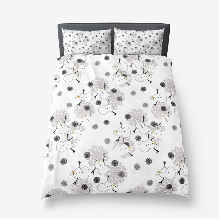 Snowman Pattern Microfiber Duvet Cover