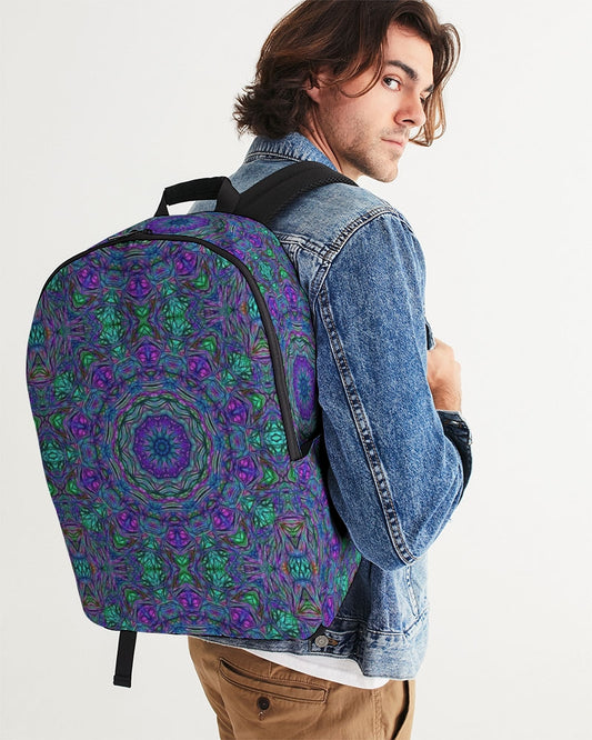 Blue Green Purple Kaleidoscope Large Backpack