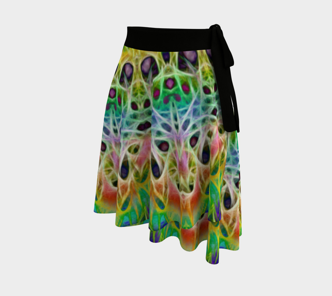 Green Orange Multi Color Abstract Wrap Skirt