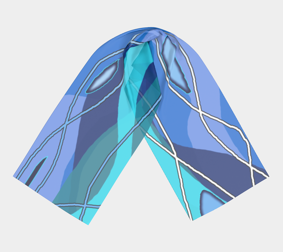 Wavy Blue Abstract Long Scarf