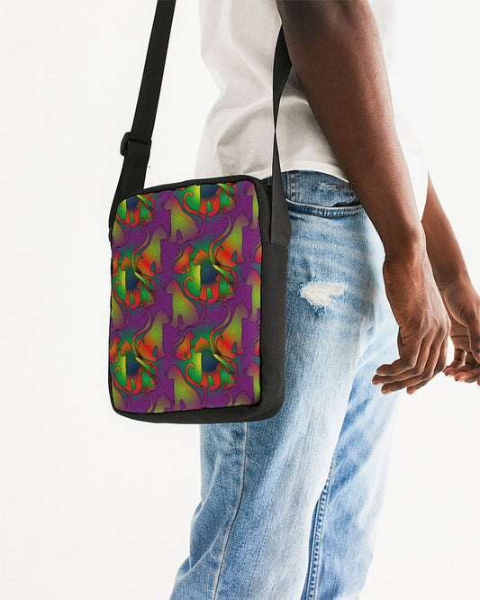 Abstract Rainbow Cats Pattern Messenger Pouch