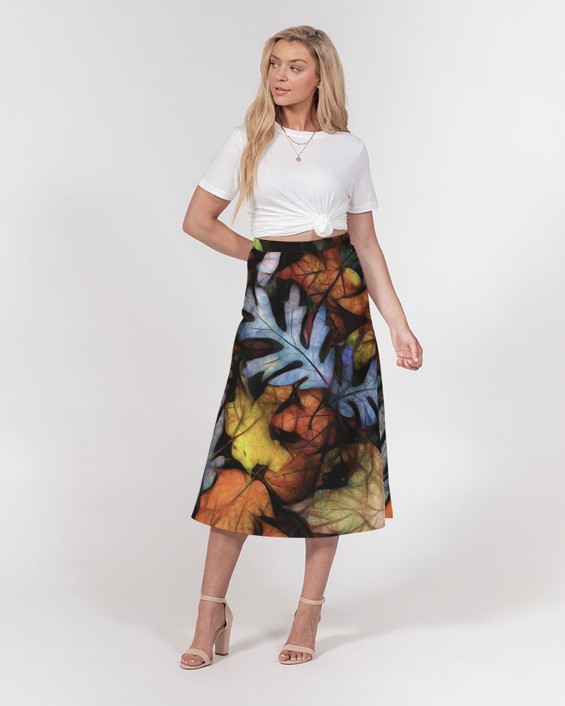 Mid October Leaves Women's A-Line Midi Skirt