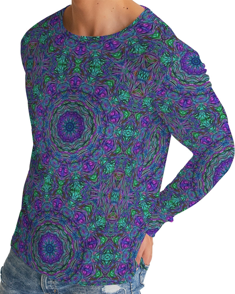 Blue Green Purple Kaleidoscope Men's Long Sleeve Tee