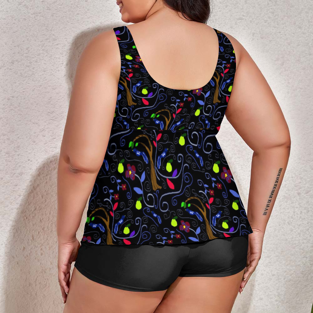 Birds and Scrolls Custom Women's Plus Size Two Piece Swimsuit Stylish Swimwear