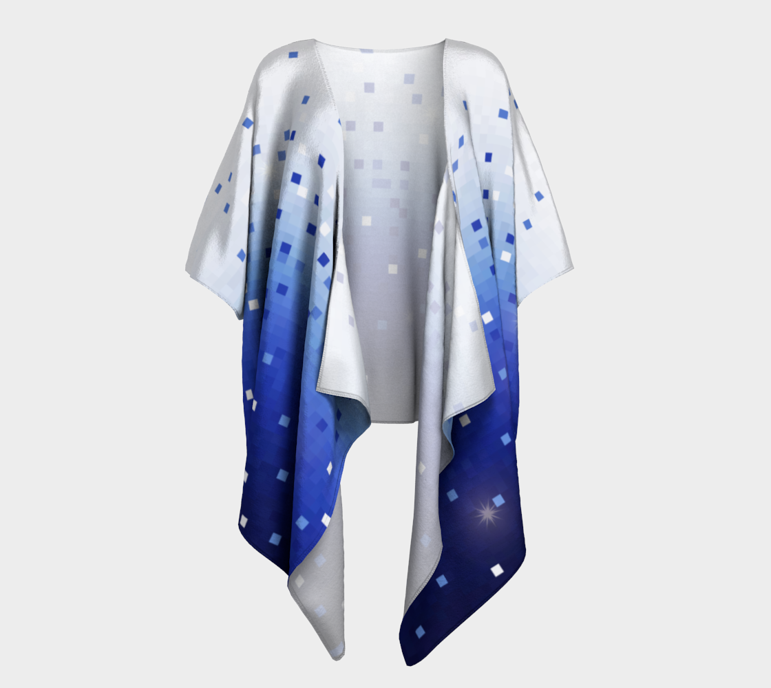 Blue Square Confetti Draped Kimono