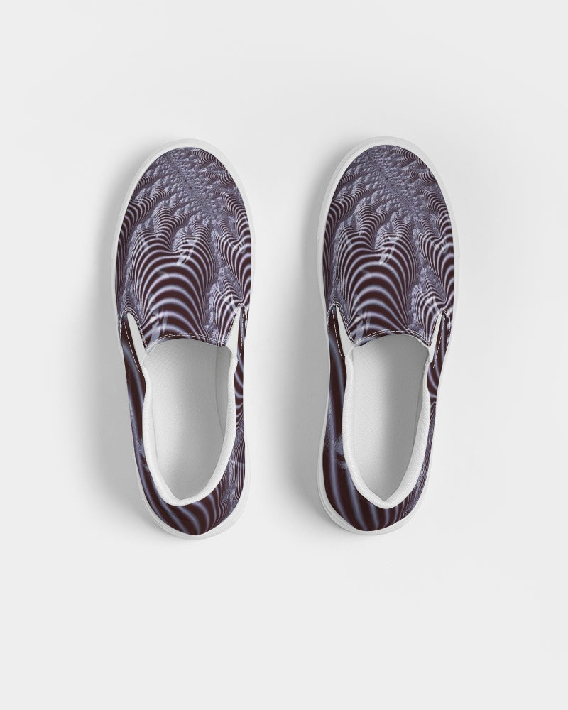 Black and White Spiral Fractal Women's Slip-On Canvas Shoe