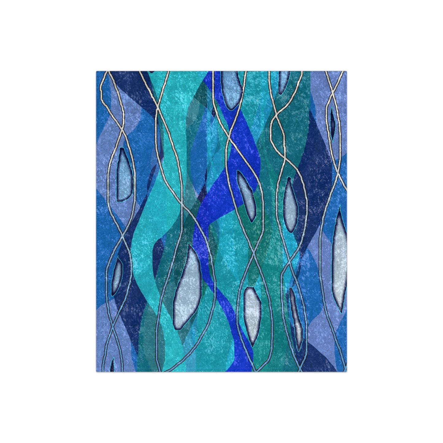 Wavy Blue Crushed Velvet Blanket