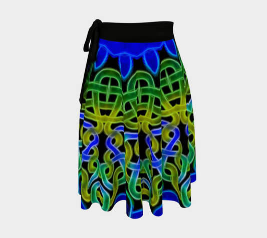 Blue Green Celtic Kaleidoscope Wrap Skirt