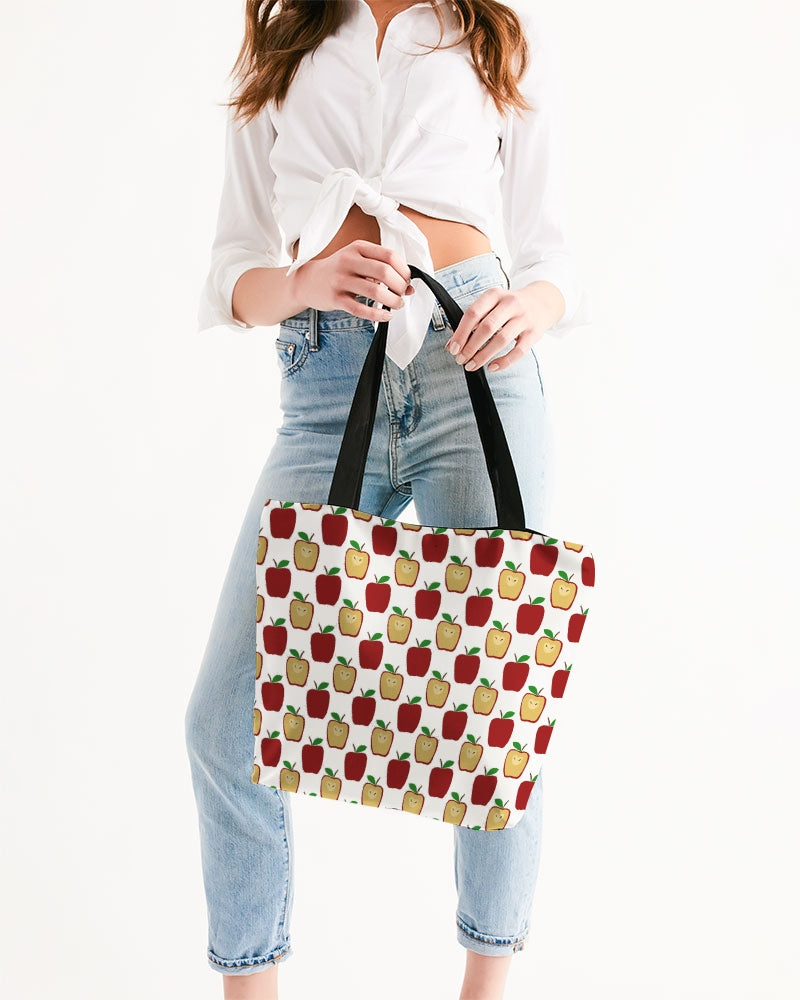 Apple Polkadots Canvas Zip Tote