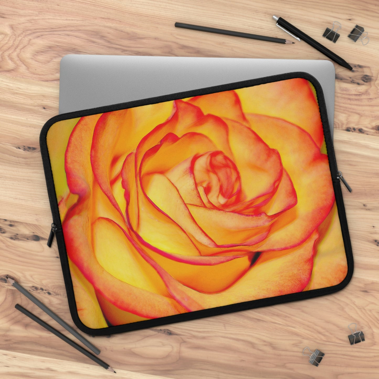 Bright Orange Rose Laptop Sleeve