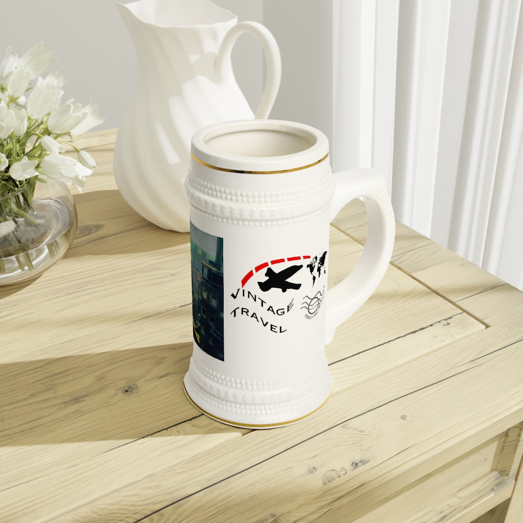 Vintage Travel The City Loves To Wake Stein Mug