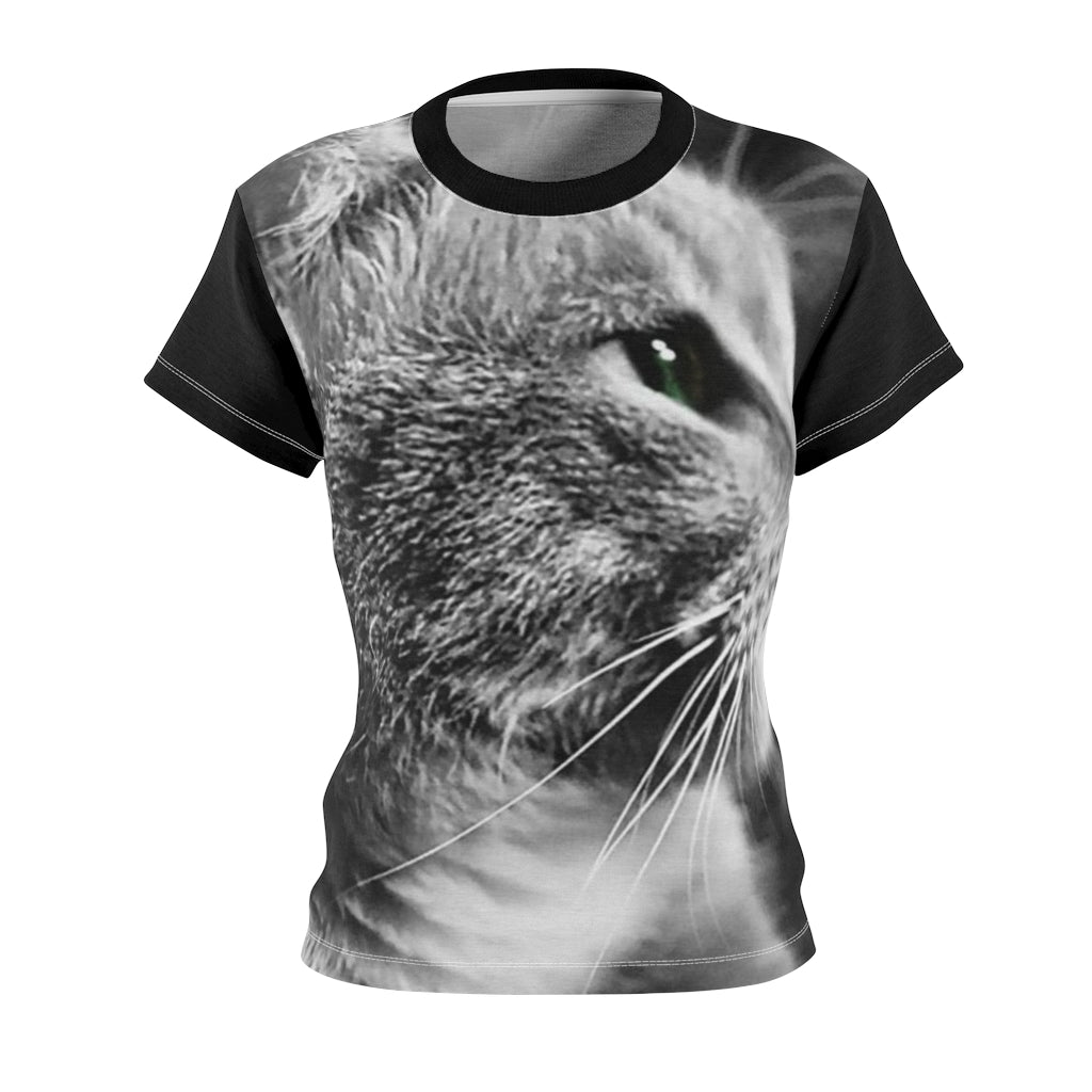 Marley Cat In Black and White Women's AOP Cut & Sew Tee