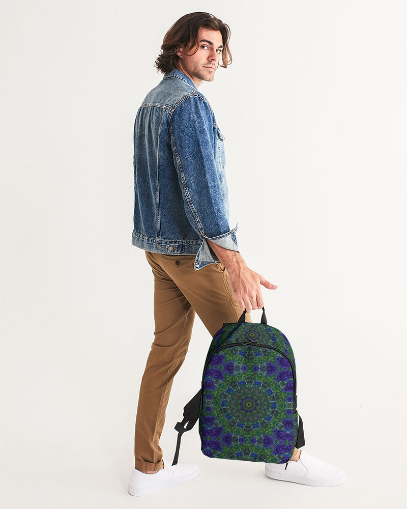 blue Green Ribbon Kaleidoscope Large Backpack